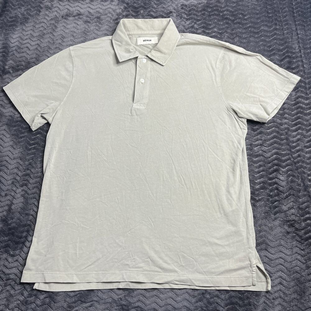 Buck Mason Concrete Venice Wash Sueded Cotton Polo Mens Size L Short Sleeve
